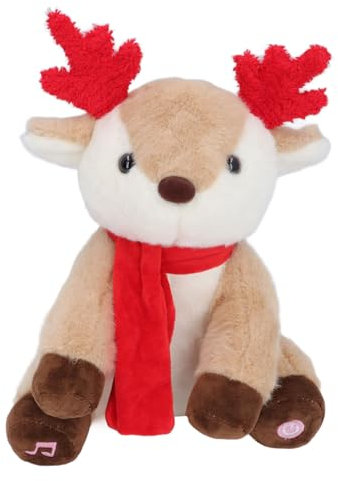 Mrisata Singender Rudolph mit der Roten Nase, Animiertes Plüschtier, Weihnachtsmusical und Tanzende Kuscheltiere für Kinder
