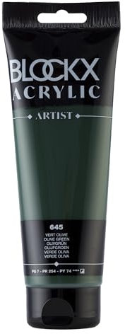 Blockx 61645BXC Acrylique Fine Semi-opaque et Satinée - Vert Olive PG 7/PR 254/PY 74 - 250ml