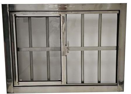 Große abschließbare Flügelfenster für Zuhause, Garage, Mobilheime, Edelstahl, Schuppen, Riegel, Schiebefenster mit Schrauben, horizontale Ersatzfenster (B 80 x H 60 cm)