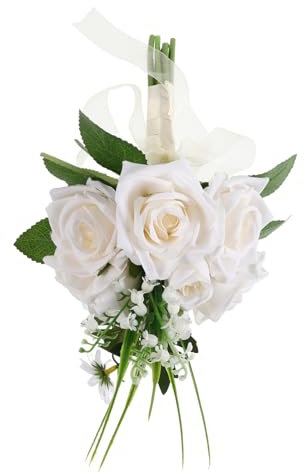 Alipis Künstlicher Blumenstrauß Künstliche Rosen Kleiner Blumenstrauß Brautjungfern Blumensträuße Band Rosenstrauß Strauß Hochzeit Werfen Sonnenblumen-gänseblümchen-Bouquet Schleife