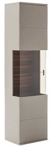 Lomadox Vitrine in grau mit Eiche