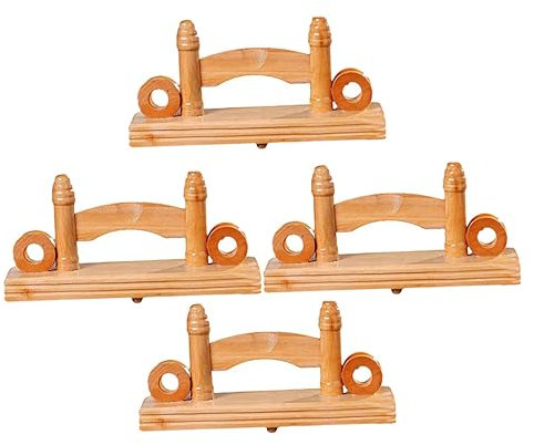 GRIRIW 4pcs Folding Fan Stand Holder Bracket Wooden Rack Home Decorative Stands