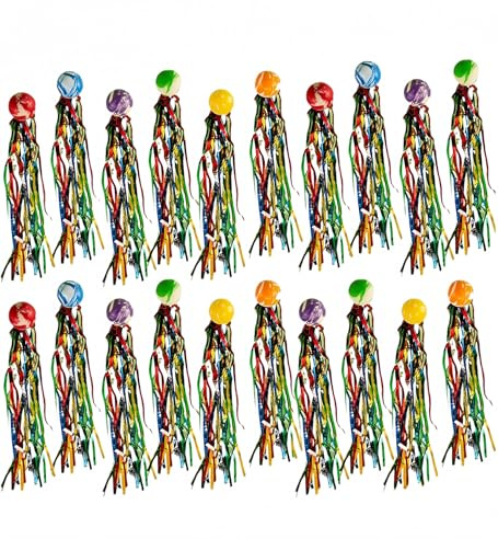 Heyumybit Hüpfbälle für Kinder,20 Stück Springball mit Farbige Bänder,Hüpfbälle Springball,Gummiball Spielzeug,Elastisch Bälle für Kindergeburtstage Draussen Spielzeug