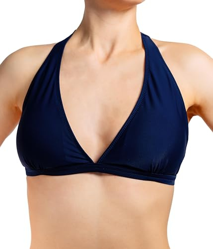 Aquarti Damen Bikini Top Oberteil, Farbe: Design 041 - Zum Binden/Dunkelblau, Größe: 36 Cup A