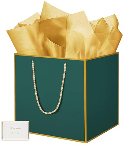 THXIY 11.8'' Quadrat Geschenktüten Groß, Geschenktüte, Geschenktüten Groß Geschenk Tüte Gift Bag Bags mit Phnom Penh Design Taschentuch und Karten für Geburtstag Feier Party 30 * 30 * 30cm C
