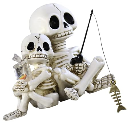 Angel-Skelett-Statue, Kunstharz, Halloween-Dekoration, Outdoor-Gartenskulptur, Totenkopf-Figur für Teich, Hof, Dekoration, Totenkopf-Figuren