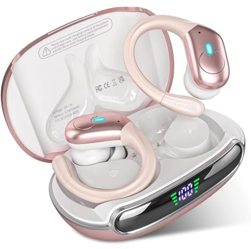 bergxperten drivebuds in-Ear sportkopfhörer Kabellose Ohrhörer mit LED-Display, 9D HiFi Stereo In-Ear Kopfhörer, wasserdichte Sport-Ohrhaken, Geräuschunterdrückende TWS Bluetooth Kopfhörer