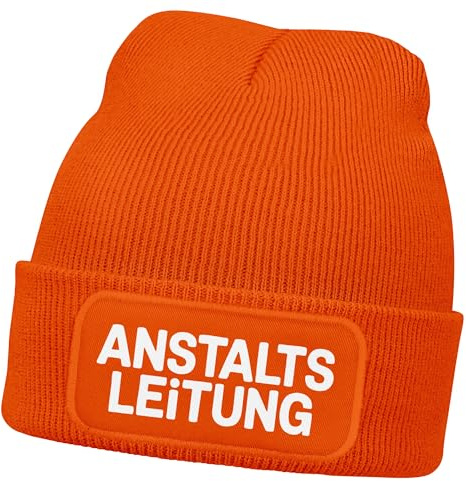 MoonWorks® Herren Beanie Mütze mit Spruch Strickmütze Aufdruck | Anstaltsleitung |Schwarzer Humor Lustig Wintermütze Männer