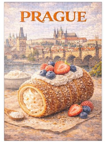 MyPuzzle Prague Trdelník – Sweet Czech Street Pastry - Premium 500 Teile Puzzle - MyPuzzle Sonderkollektion von Havana Puzzle Company