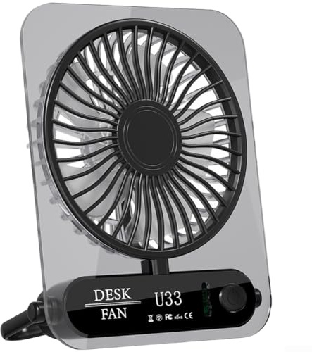 Tragbarer USB Ventilator mit 4 Geschwindigkeitsstufen, wiederaufladbar über Typ-C, leiser Betrieb unter 36dB, kompakter Schreibtischventilator für Büro und Camping, schwarz oder lila(Black)