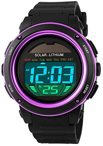 TONSHEN LED Digital Montres Bracelet Sport Tactique Militaire Électronique Solaire 5ATM Etanche Plastique Bordure et Caoutchouc Bande Mode Robe Outdoor Montre Calendrier Alarme Date Chronomètre