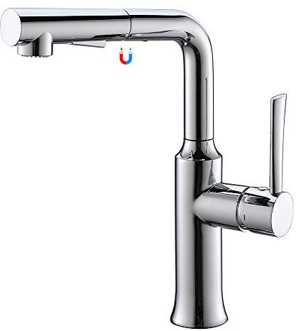 CREA Wasserhahn Küche mit Brause, Küchenarmatur mit 2 Strahlarten, Ausziehbarer Spültischarmatur Küche mit Magnetisches Docking, 360° Drehbar Mischbatterie Küche, Chrom