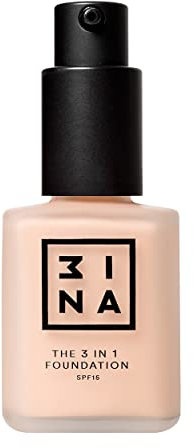 3INA MAKEUP - Vegan - The 3 in 1 Foundation 206 - Hell Beige - Grundiert und kaschiert - Foundation mit mittlerer bis hoher Deckkraft - Langlebige Formel - SPF15 - Matte Finish - Cruelty Free