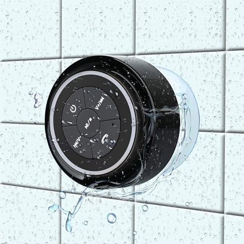 Bluetooth-Duschlautsprecher Bluetooth Lautsprecher Portable Wasserdicht Bluetooth Lautsprecher tragbarer Shower Speaker mit Saugnapf inteagriertes Mikrofon Geschenke für Badezimmer Party Strand