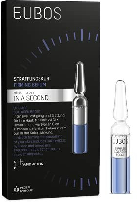 EUBOS IN A SECOND | Bi Phase Hydro Boost Straffungskur | Für alle Hauttypen | Intensive Glättung und Festigung | 2-Phasen-Sofortkur | Hautverträglichkeit dermatologisch bestätigt | 7 x 2ml