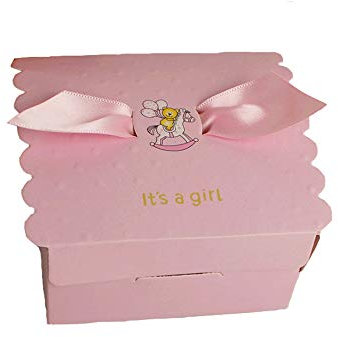 Lance Home® Lance Home® 50pz Bomboniere Carta,L'ala dell'Angelo Candy scatole regalo, Festa di matrimonio Scatole Cubo Confetti di Nascita Bambino Compleanno Portaconfetti Segnaposto (Rosa)