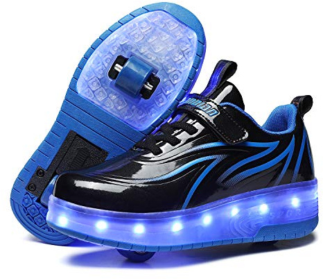 LED USB wiederaufladbar Lichter blinkende Farbe wechselnde Schuhe Multisport Outdoor auf Rollen Sport Gymnastik Sneakers mit Rolle Mädchen Jungen