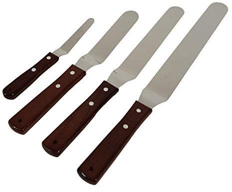 KRUMBLE Patisserie Set Edelstahl streichpalette Spatel Set tortenmesser Kuchenspatel tortenspachtel torten glätte Kuchenbacken pfannenwender Satz mit 4 backutensilien backutensilien