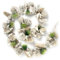 com-four® Guirnalda para Navidad y Adviento - Guirnalda Navideña Blanca de 160 cm con Purpurina - Decoración Navideña Reutilizable con Ornamentos (Blanco. Verde. Color Plata)
