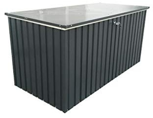 Duramax DH 1.9 (1450 L) Kissenbox aus Metall mit hydraulischer Gasdruckfeder und Vorhängeschlossöse, Terrassenbox und Gartenmöbelaufbewahrung für den Außenbereich, Anthrazit