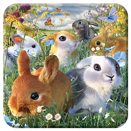 3D LiveLife sous Verre en Liège - Lapins de Deluxebase. Dessous de Verre lenticulaire 3D Lapins. Antidérapant avec Illustrations Originales sous Licence de L'Artiste renommé David Penfound