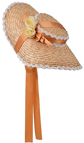 Chapeau de Soleil Lolita avec Fleurs et Rubans Multicolore (2-Jaune)