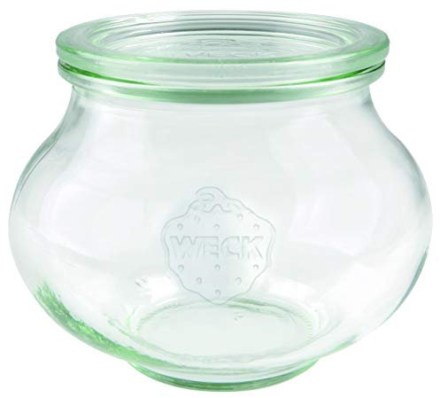 WECK Lot de 6 bocaux à bijoux #901 500 ml avec pinces + caoutchoucs, couvercles Ø 80 mm, bocaux à dessert, pots à confiture Vert