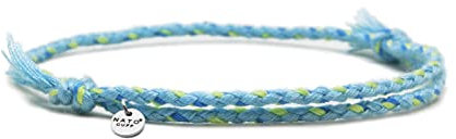 Nato Cuff - Bracciale in Cotone intrecciato - Fatto a mano in Francia - Medaglia in acciaio inossidabile 316L - Gioiello Uomo o Donna regolabile (Turchese)