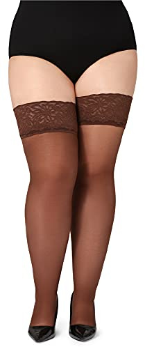 Bellivalini Damen halterlose Strümpfe mit Spitze Plus Size 40 DEN BLV-1127