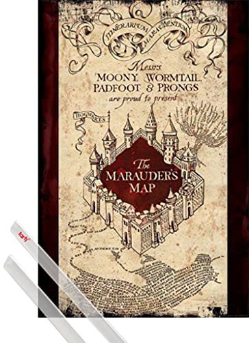 Harry Potter Stampa (91x61 cm) La Mappa Del Malandrino E Coppia Di Barre Porta Poster Trasparente
