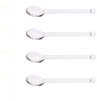 4 Pcs Borosilicate Color Transparent Glass Spoons,Cute Flower Long Handle Spoons for Ice Cream Dessert Coffee Stirring (transparent, Length:125mm/4.92)