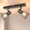 Dehobo Deckenstrahler Led Schwenkbar, Deckenlampe Schwarz E14 Vintage Deckenstrahler 2 Flammig Drehbar mit Metallgitterschirm, Strahler Deckenleuchte für Küche Schlafzimmer Flur, Ohne Glühbirnen