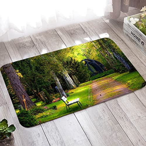 Banemi Antirutschmatte für Teppich, Fussmatte Schmal 50X160cm Grün Braun Park Path Hocker Heimtextilien