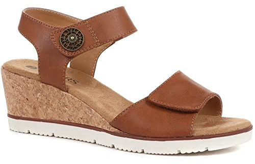 Pavers Adjustable Wedge Sandals - Tan Size 5