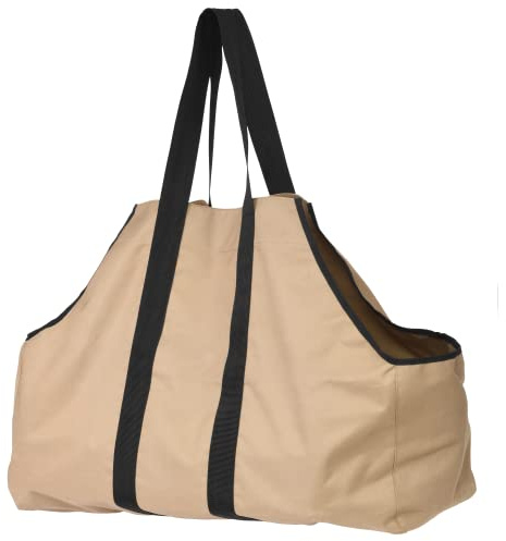 ShelterLogic Kaminholztasche Beige | Tasche für bis zu 27 kg Brennholz | Holzkorb & Feuerholztasche zum einfachen Transport von Holz