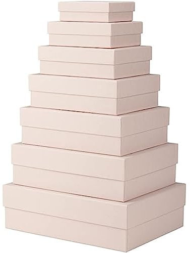 Rössler Papier 13411453580 - Boxline Geschenkbox mit Deckel, 7er Set Geschenkschachteln, Powder, Kartonagen rechteckig
