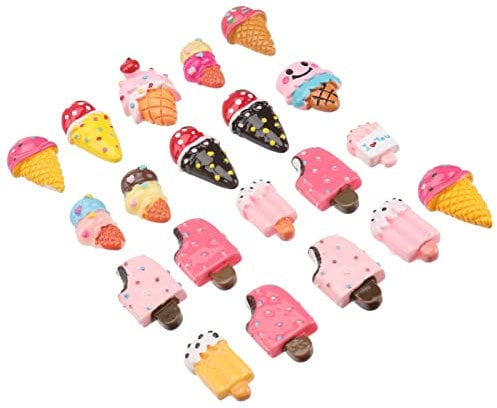 20Pcs Resin Ice Cream Shaped Fridge Magnets - Creative Diy Craft Ornaments for Home Decor, Kitchen, Whiteboard, Locker, and Cabinet