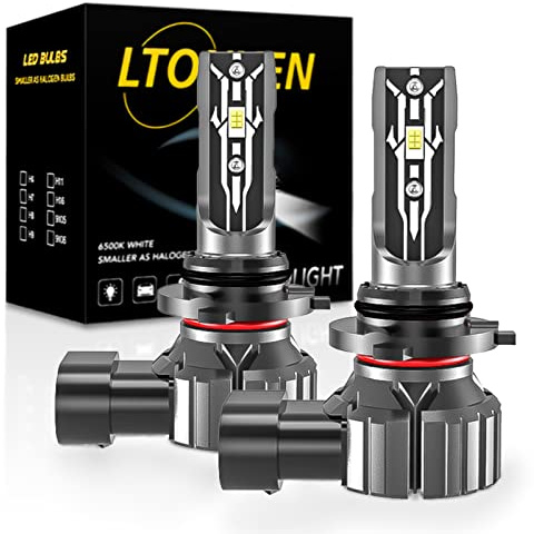 LTONXEN Ampoules 9012/HIR2 LED, 6000K Blanc Phares pour DC 12V Voiture 360° Faisceau Réglable Remplace Kit, 2 Pièces