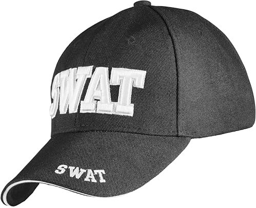 Balinco Polizeikostüm Mütze Damen, Polizist, Swat Kostüm Frauen, Polizei Cap Herren, FBI Kappe Erwachsene, SEK Hut, S.W.A.T Police Cappy, Karneval, Fasching, Halloween