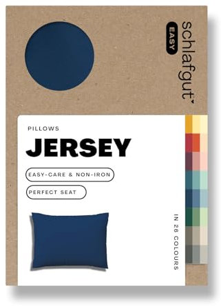 Schlafgut Easy Jersey Kissenbezug 70x90 cm Blue Deep mit 100% Baumwolle, superweicher & atmungsaktiver Kopfkissenbezug