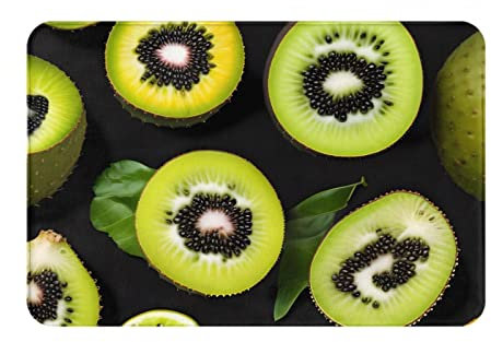 AvImYa Grüne Kiwi-Fußmatte, 40,6 x 61 cm, Willkommensmatte, niedriges Profil, Fußmatte, für drinnen und draußen, rutschfeste Teppiche, extra langlebig
