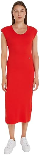Tommy Hilfiger Damen Slim Rib DRS Midi Cap Sleeve Bodycon Kleider