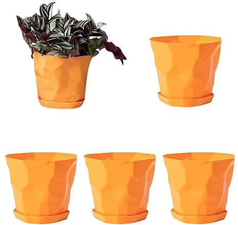 Pottes de Fleurs en Plastique Pot de Fleur Exterieur Nordic Plant Pots Succulents Conteneurs avec soucoupes pour Pots d'orange extérieurs intérieurs 5pcs