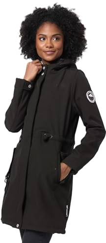 MARIKOO Damen Softshell Mantel Übergangsjacke mit Kapuze B965