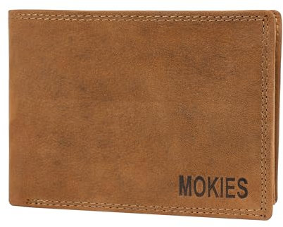 MOKIES Geldbörse Herren – RFID-Schutz – Slim & Flach – Portemonnaie mit Münzfach & 9 Kartenfächern – Hochwertige Herren-Geldbörse aus Echtleder – Perfekte Geschenkidee (Braun Vintage, klein)
