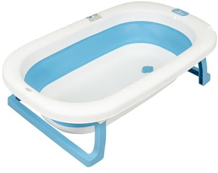 Toral Bañera Plegable Bebé con Patas Azul - Bañera Bebe con Patas Comoda, Facil de Guardar y Patas Antideslizantes - Bañera Bebé Plegable Portatil - Modelo Bathy Azul