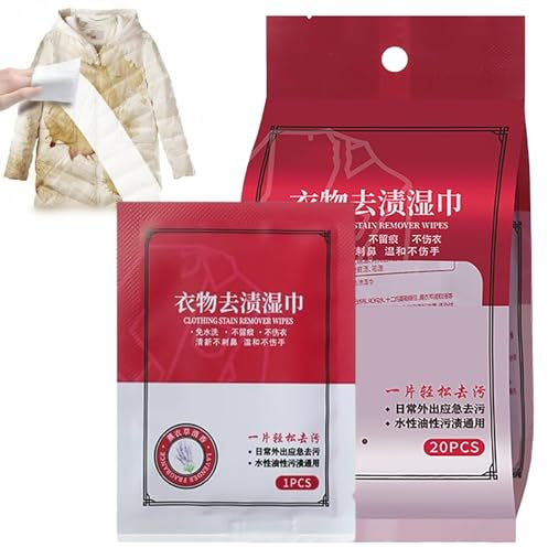 Toallitas Húmedas Para Quitar Manchas De Ropa, Toallitas De Limpieza Envueltas Individualmente, Toallitas Quitamanchas Para Ropa, Toallitas Para Manchas De Ropa (20 piezas)