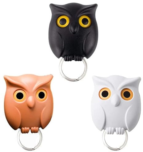 gotyou 3 Pièces Crochet Clé Hibou, Hibou Crochets Porte Clés, Crochet Clé Auto-adhésif, Porte Clés Mural Magnétique, pour Accrocher Clés à Maison Bureau