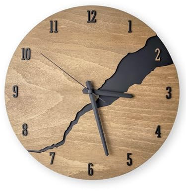 Wanduhr in Holzoptik modern ohne Tickgeräusche und Lautlos- Ausgefallene Wanduhr mit Quarz Uhrwerk für Wohnzimmer, Büro, Küche Schlafzimmer oder als Dekoration. EIN Moderner Hingucker Uhr