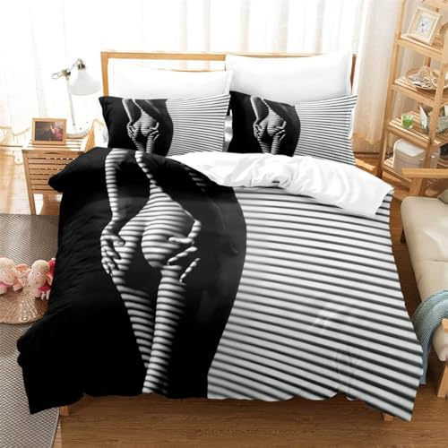 BettwäSche 135x200 Sexy. Bettbezug Set 3 Teilig schöne Frauen Flauschig BettbezüGe und 2 Kissenbezug 80x80, Allergiker BettwäSche-Sets Weiche Microfaser mit ReißVerschluss